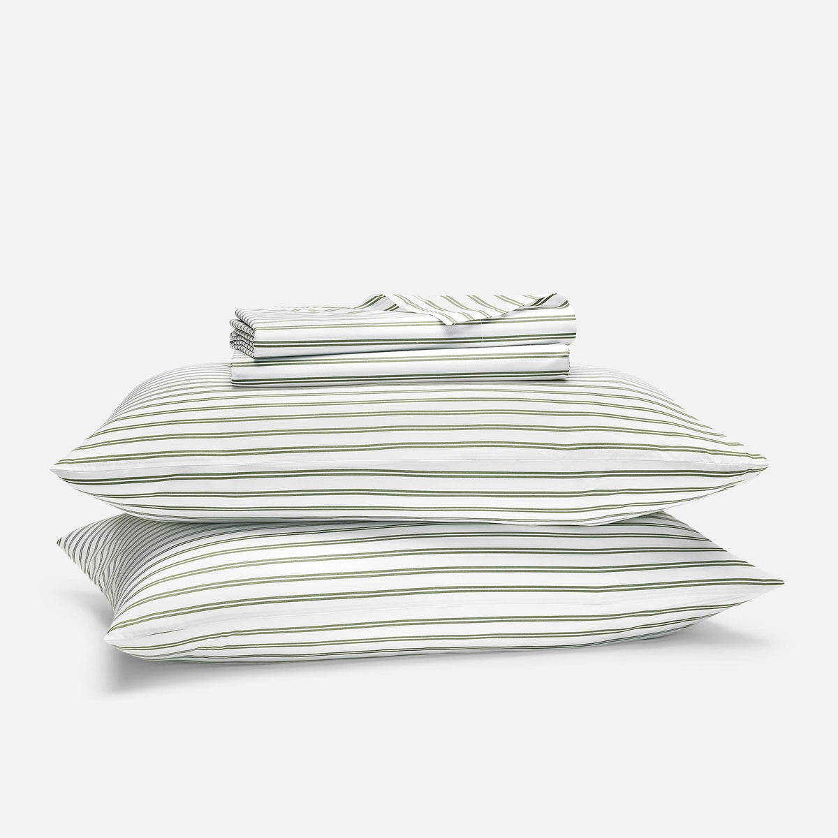 Classic Percale Core Sheet Set - Tandem Stripe in Fresh Moss / Twin