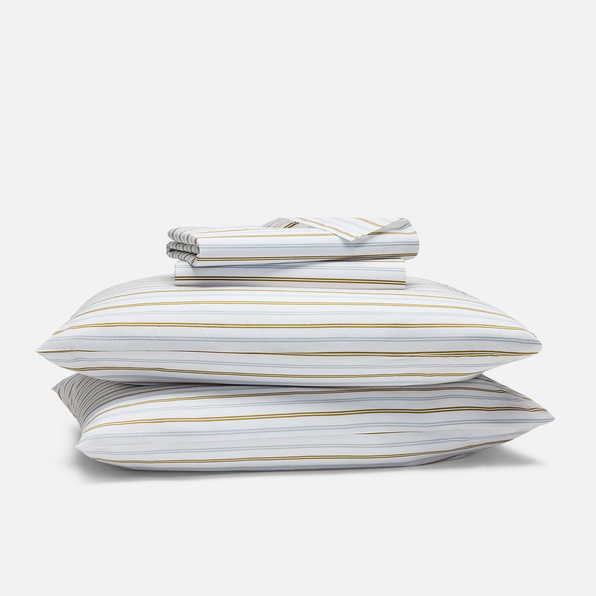 Classic Percale Core Sheet Set - Tandem Stripe in Dried Grass / Twin