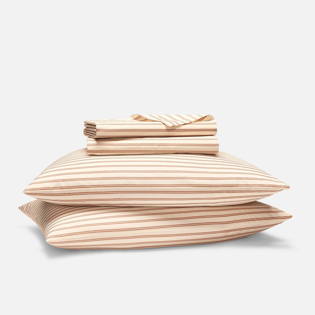 Classic Percale Core Sheet Set - Tandem Stripe in Coral / Twin