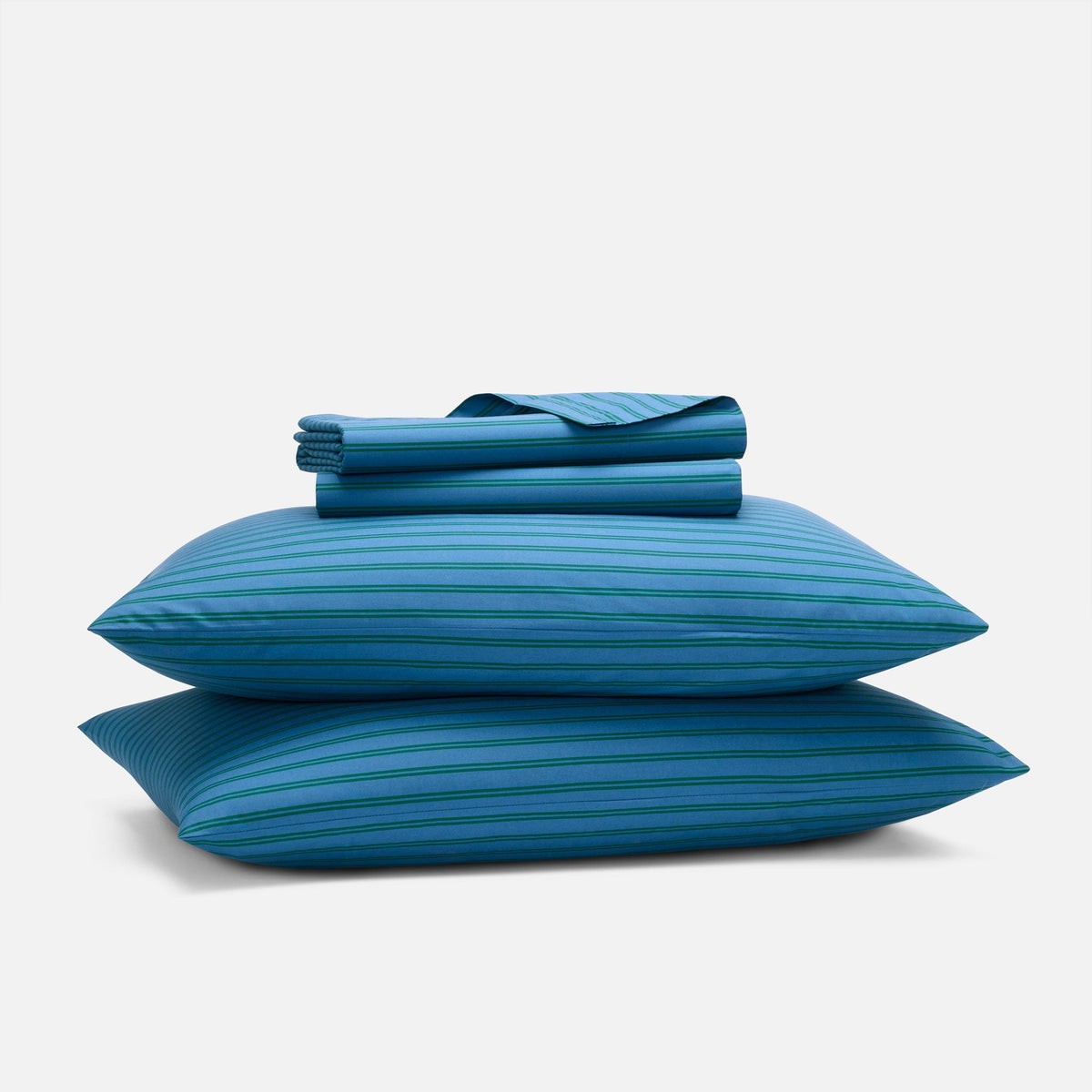 Classic Percale Core Sheet Set - Tandem Stripe in Ink / Twin