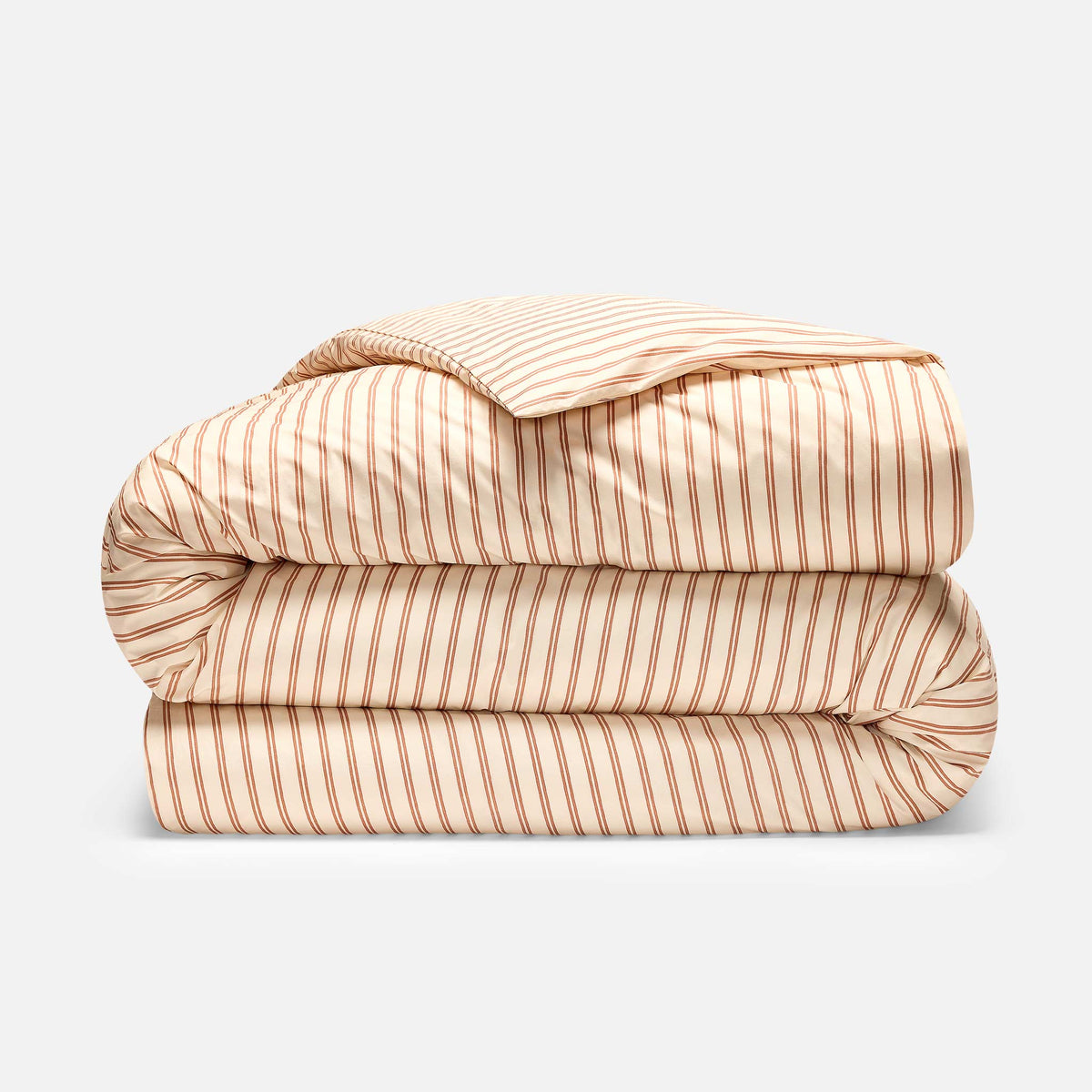 Classic Percale Duvet Cover - Tandem Stripe in Coral / Twin/Twin XL