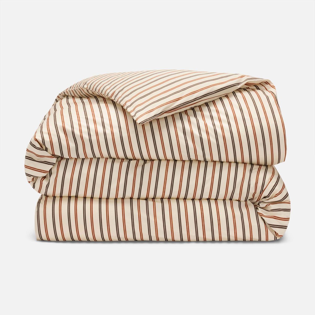 Classic Percale Duvet Cover - Tandem Stripe in Maple / Twin/Twin XL