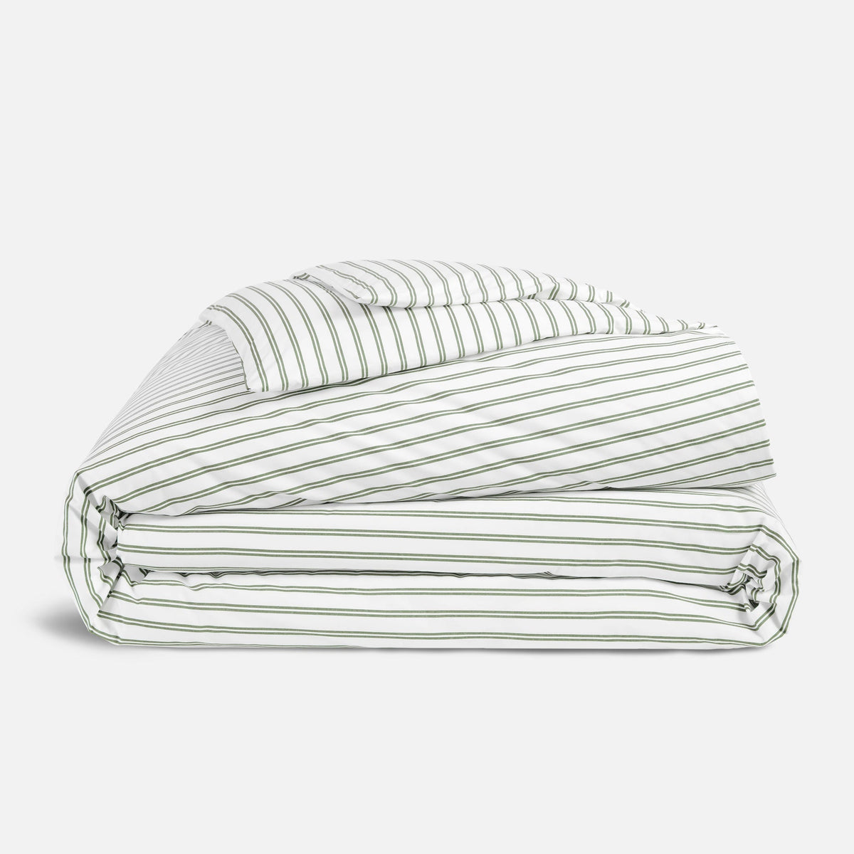 Classic Percale Duvet Cover - Tandem Stripe in Fresh Moss / Twin/Twin XL