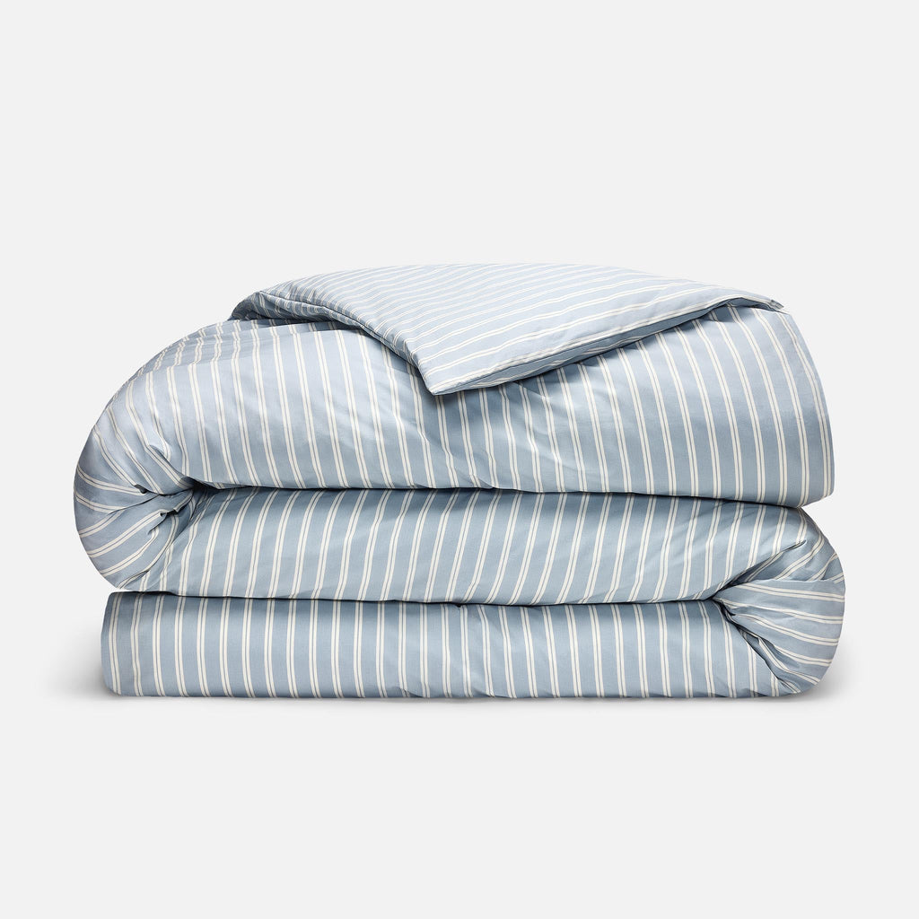 Classic Percale Duvet Cover - Tandem Stripe in Frost / Twin/Twin XL