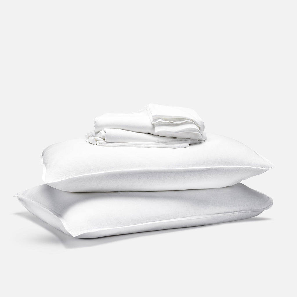 Washed European Linen Core Sheet Set - White / Full